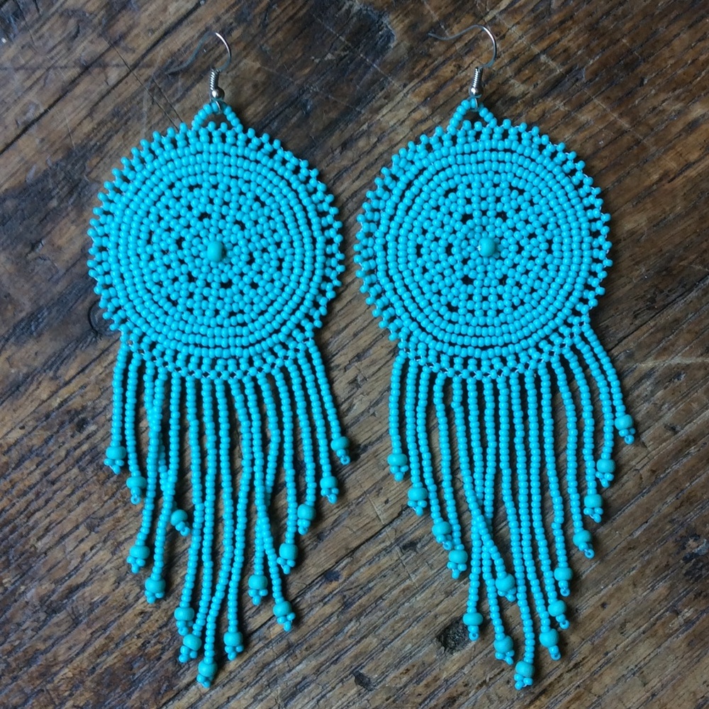 Turquoisa Sun Fringe Earrings